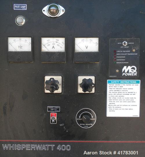 Used MQ Power / Multiquip Whisperwatt 352 kW Standby /320 kW Prime Rated Diesel Generator Set. Whisperwatt model DCA-400SSK, SN-3703872. Komatsu model SA6D14OE-2, SN-28527, 6 cylinder 4 cycle, 478 hp...