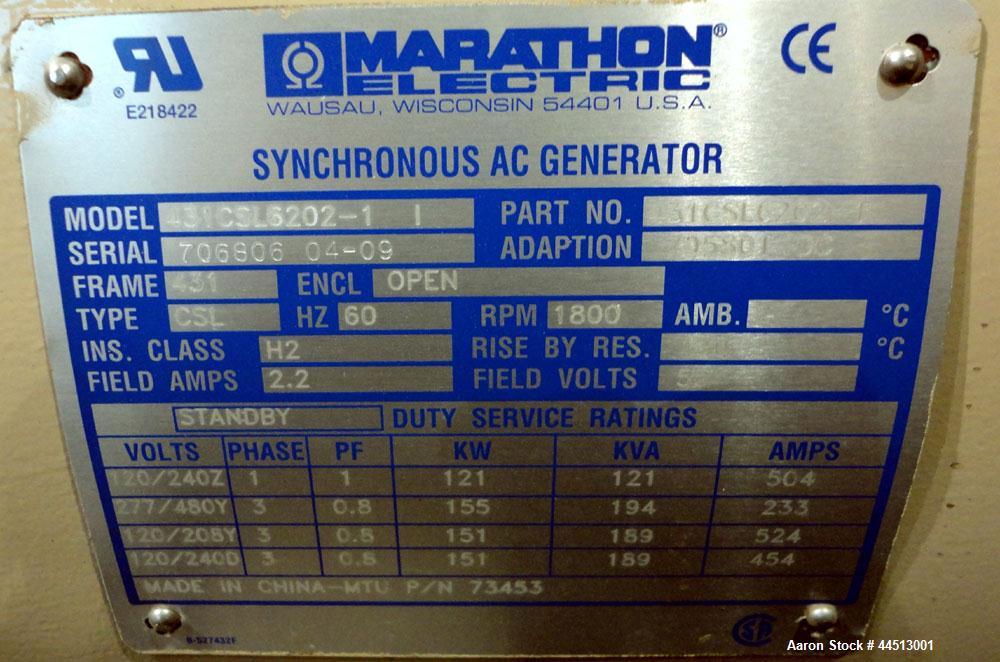 Used MTU 100 kW Standby Diesel Generator Set, Model 100-JS6DT3, SN-308219-1-1-0409.  John Deere Model 4045-HF285-HF285 engine rated 158 HP @ 1800 rpm, EPA tier 3 certified. 3/60/277/480V.  225 Amp ma...