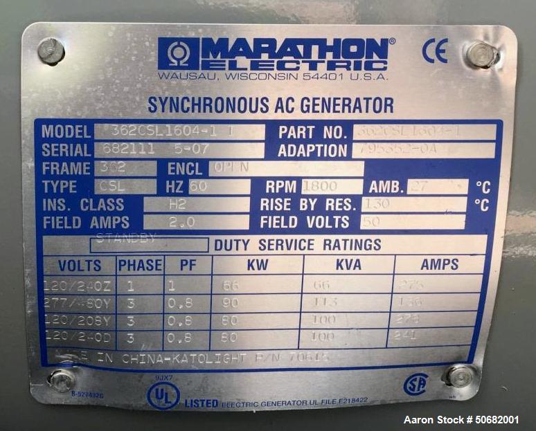 Used MTU / Detroit Diesel 60 kW Standby Diesel Generator Set, Model 60PJS6DT2