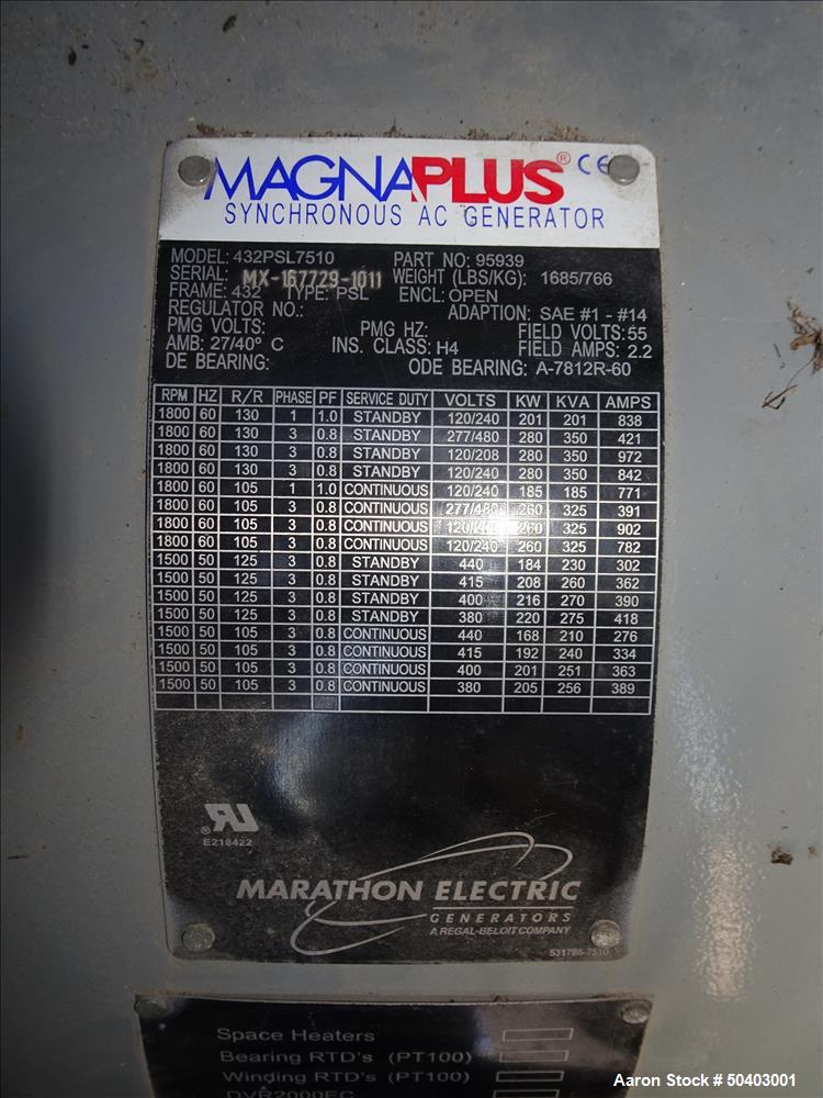 Used MTU 250kW Prime / Standby Diesel Generator Set, Model DP00250D65SRAH1574