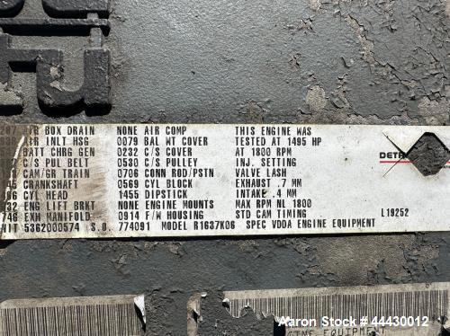 Used MTU 1000 kW Diesel Generator | 3/60/480/277V | MTU 16V2000 Engine | Stamford CC634C Alternator | 17,596 Hours | Built 1999