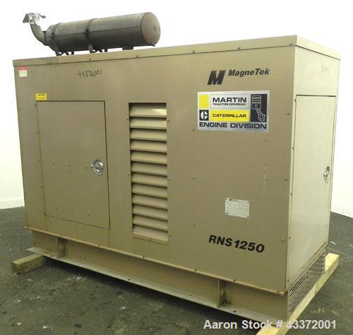 Used Magnetek 100 kW standby natural gas generator set, model RNS 1250 SN-PM078611. Ford model LSG-8751-6007-ZA engine SN-04053 L-28-RA. 3/60/208/240/480V or 1/60/120/240V. Main-line circuit breaker....