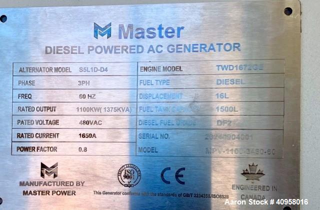 Master 1100kW Standby Twin Pack Volvo Tier 4 Final Diesel Generator,