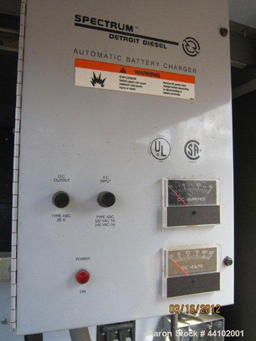 Used Detroit Diesel Spectrum 95 kW diesel generator set, Model 100 D8J, SN-0699814. John Deere model 6059TF003 engine SN-CD6059T416171. 1/60/120/240V. 400 Amp main-line circuit breaker. Battery charg...