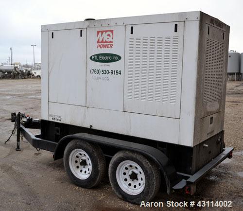 Used MQ Power 115kW standby (104kW prime) diesel generator set. MQ model KD115. Volvo engine model TD 720 GE, SN-5300669869. Generator model 363PSI1607, SN- LM-379211-1202, 3/60/120/208/277-480V, vol...