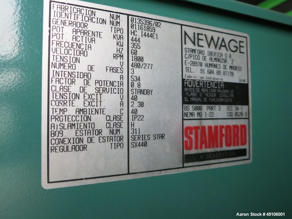 Used GMI/Volvo 350 kW standby portable diesel generator set, SN-1061013. Volvo Penta TAD 1241 GE engine rated 526 hp at 1800 RPM SN-868836. Stamford Newage alternator model 01161859, SN-0135396/02.  ...