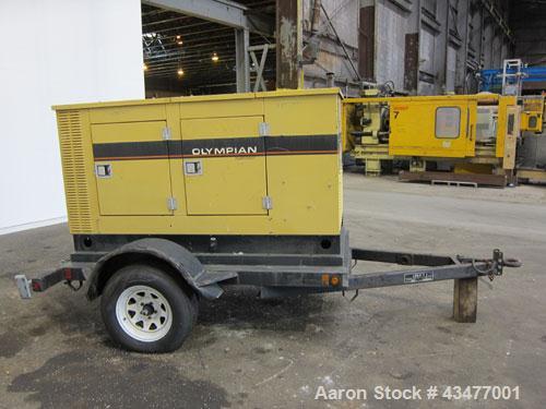 Used Olympian / Generac 20 kW trailered portable diesel generator set, model 94A-04230. 3/60/ 120/240V. 1370 hours. Year 1994.