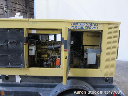 Used Olympian / Generac 20 kW trailered portable diesel generator set, model 94A-04230. 3/60/ 120/240V. 1370 hours. Year 1994.