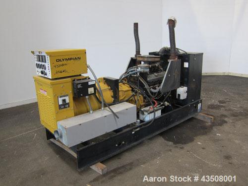 Used Cat / Olympian 100 kW propane fueled generator set, model 96A0749S, SN-2026003. GM 7.4L engine. 3/60/120/208V. (2) 150 Amp main-line circuit breakers. Battery charger. Coolant heater. 42.7 hours...