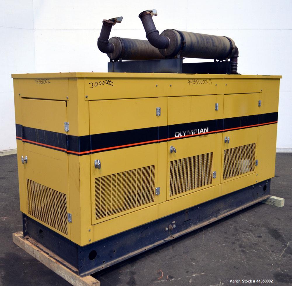 Used CAT / Olympian 100 kW Natural Gas Generator Set, Model 97A02875-S, Serial #2035166. Generac 7.4 liter engine. 3/60/120/208V. 400 Amp main-line circuit breaker. Weather enclosure, 186 hours, year...
