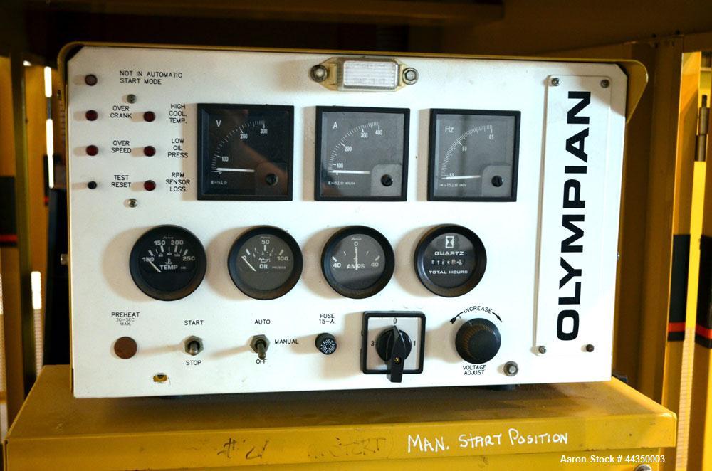 Used CAT / Olympian 100 kW natural gas generator set, model 97A02875-S, SN-2035167. Generac 7.4 L engine. 3/60/120/208V, 12 lead reconnectable to other voltages. 400 Amp main-line circuit breaker. We...