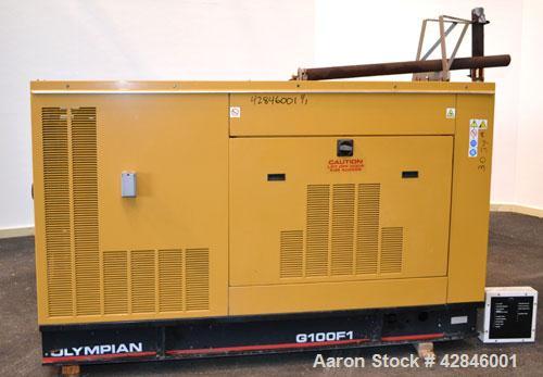 Used CAT / Olympian 100 kW natural gas generator set, model G100F1 SN- E4640A/001. 3/60/120/208V. 400 Amp main-line circuit breaker. Weather Enclosure.195 hours. Year 1999.