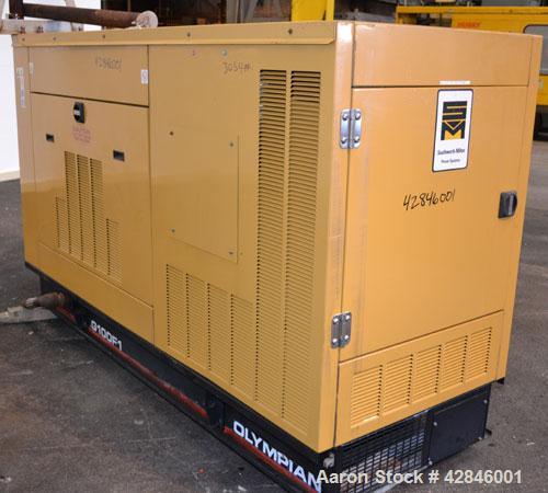 Used CAT / Olympian 100 kW natural gas generator set, model G100F1 SN- E4640A/001. 3/60/120/208V. 400 Amp main-line circuit breaker. Weather Enclosure.195 hours. Year 1999.