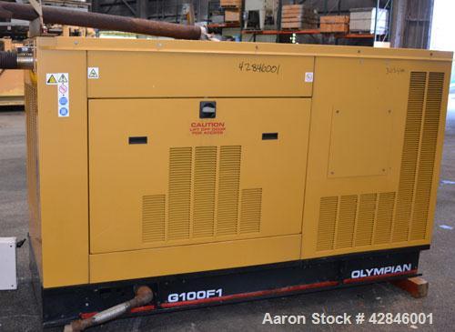 Used CAT / Olympian 100 kW natural gas generator set, model G100F1 SN- E4640A/001. 3/60/120/208V. 400 Amp main-line circuit breaker. Weather Enclosure.195 hours. Year 1999.