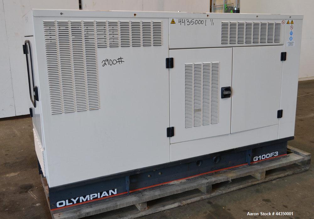 Used Caterpillar / Olympian 100 kW standby (85kW prime) natural gas generator set, model G100F3, SN- OLY00000HNFC00829. Ford model WSG1068 engine rated 162.7 HP @ 1800 RPM. 3/60/120/208V, reconnectab...