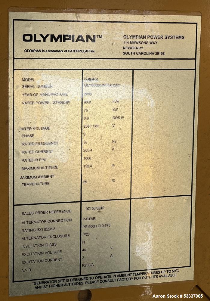 Olympian 75kW Standby Natural Gas Generator Set