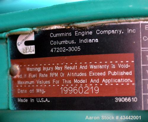 Used Cummins Onan 125 kW diesel generator set.Cummins model 125DGEA SN0B960598871.Cummins 6CT8.3-G engine rated 207 HP at 1800 RPM SN-45310956. 3/60/277/480V. 225 Amp main-line circuit breaker. Weath...