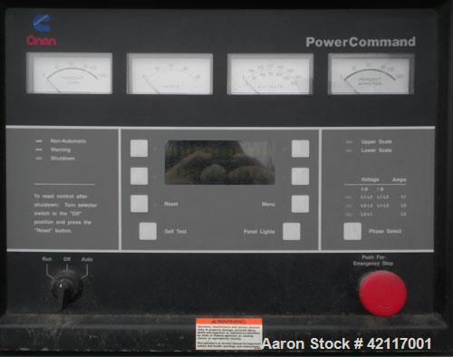 Used Cummins Onan 350 kW standby (315 kW prime) diesel generator set, model 350 DFCC, unit serial #L950594172. Cummins NTA855-G3 engine serial #11791412, rated 535 HP @ 1800 RPM, turbocharged and aft...