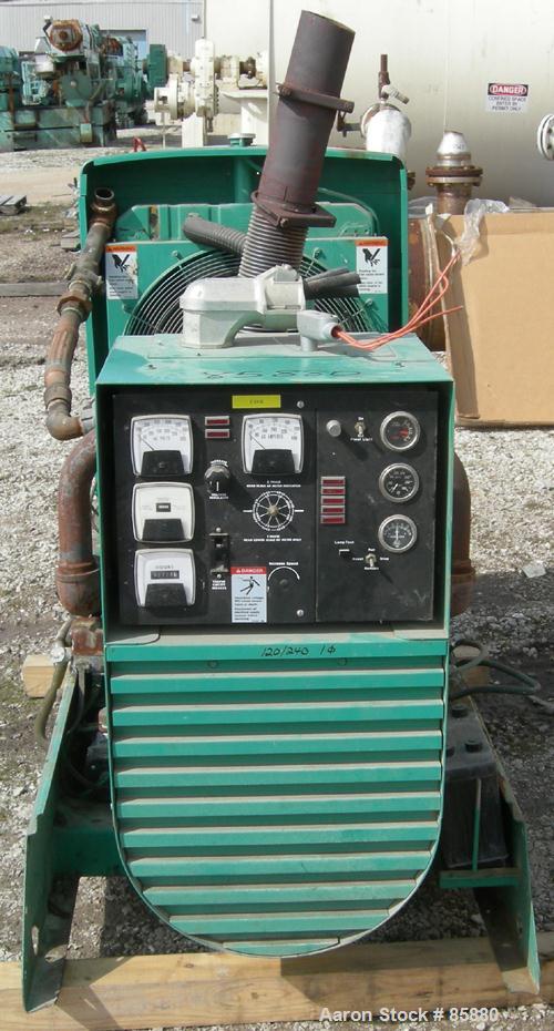 Used Onan 60 KW Natural Gas Generator Set, Model 60 OEN-15/30100D, 3/60/277/480 Volt, 1800 RPM (can be wired 1/120/240 Volt). Mounted on a carbon steel frame. 1716 hours.