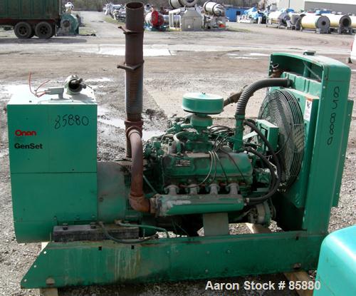 Used Onan 60 KW Natural Gas Generator Set, Model 60 OEN-15/30100D, 3/60/277/480 Volt, 1800 RPM (can be wired 1/120/240 Volt). Mounted on a carbon steel frame. 1716 hours.