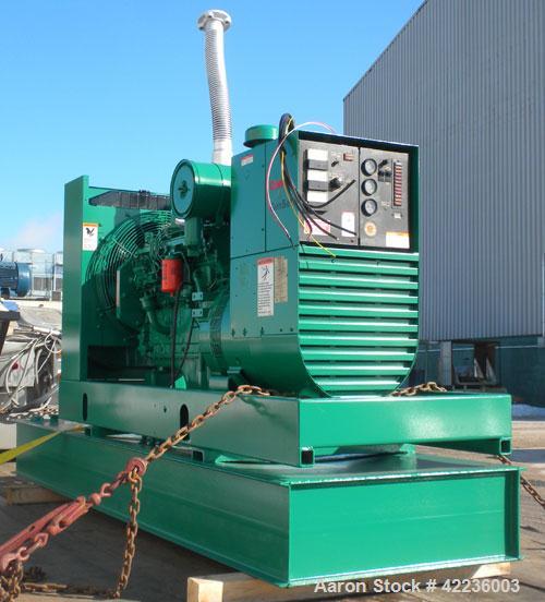Used Cummins / Onan 80 kW standby diesel generator set, rated 58kW as single phase. Set model number 80DGDAL30481M, SN-A890201023,Cummins enginemodel 3597 SN-44324308 rated 135HP @ 1800RPM. gen 1/60/...