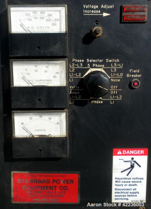 Used Cummins / Onan 80 kW standby diesel generator set, rated 58kW as single phase. Set model number 80DGDAL30481M, SN-A890201023,Cummins enginemodel 3597 SN-44324308 rated 135HP @ 1800RPM. gen 1/60/...