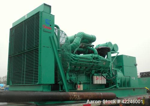 Used Cummins/Onan 1500 kW Standby Diesel Generator Set, model1500DFMB, serial #G920477218. Cummins model KTTA50-G2 engine rated 2220 hp @ 1800 rpm. 3/60/277/480V. Block heaters. 2000 amp circuit brea...