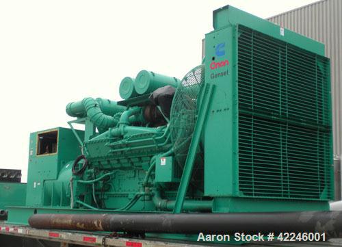 Used Cummins/Onan 1500 kW Standby Diesel Generator Set, model1500DFMB, serial #G920477218. Cummins model KTTA50-G2 engine rated 2220 hp @ 1800 rpm. 3/60/277/480V. Block heaters. 2000 amp circuit brea...