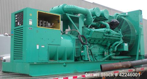 Used Cummins/Onan 1500 kW Standby Diesel Generator Set, model1500DFMB, serial #G920477218. Cummins model KTTA50-G2 engine rated 2220 hp @ 1800 rpm. 3/60/277/480V. Block heaters. 2000 amp circuit brea...