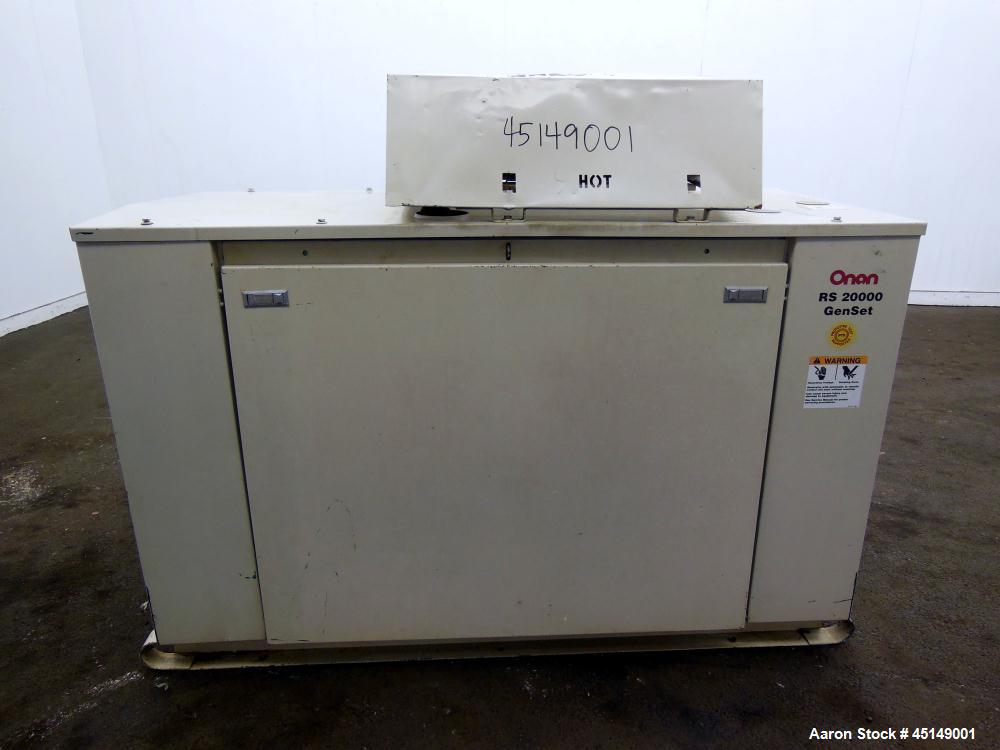 Used Cummins Onan 20kW RS 20000 natural gas generator set, model 20GGDB-4378, SN-G040675187. Ford LRG425 engine, SN-1309583. 1/60/240V. Weather enclosure. 135 hours. Yr 2004. Passed load test 6/27/13