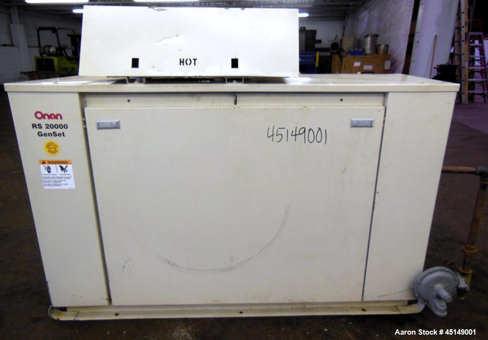 Used Cummins Onan 20kW RS 20000 natural gas generator set, model 20GGDB-4378, SN-G040675187. Ford LRG425 engine, SN-1309583. 1/60/240V. Weather enclosure. 135 hours. Yr 2004. Passed load test 6/27/13