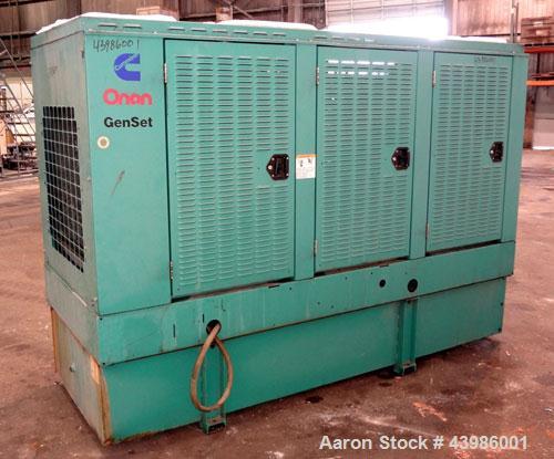 Used Cummins / Onan 80 KW standby (72kW prime) diesel generator set. Model DGDA SN-I990988710. Cummins 6BT5.9-G6 engine rated 166 HP @ 1800 RPM SN-45892032. 3/60/277/480V. 300 Amp main-line circuit b...