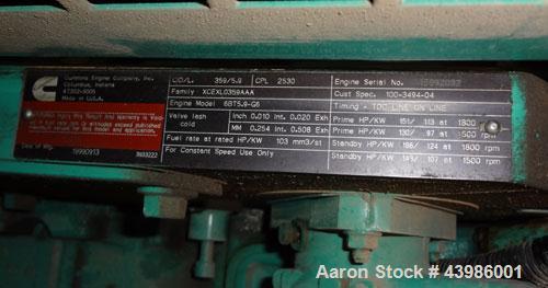 Used Cummins / Onan 80 KW standby (72kW prime) diesel generator set. Model DGDA SN-I990988710. Cummins 6BT5.9-G6 engine rated 166 HP @ 1800 RPM SN-45892032. 3/60/277/480V. 300 Amp main-line circuit b...