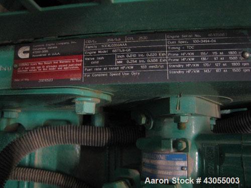 Used Cummins / Onan 80kW diesel generator set. Model DGDA-4959611, SN-E010241301. Cummins 6BT5.9-G6 engine SN-46105887, rated 170 HP @ 1800 RPM, EPA Tier II certified. 3/60/277-480V. Weather enclosur...