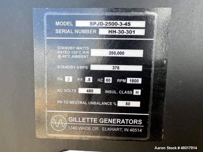 Used-Gillette 250 kW Standby Diesel Generator Set