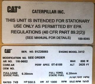 Used- Caterpillar 500 kW Standby Diesel Generator Set