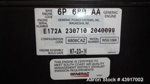 Used Siemens 150 kW Natural Gas Generator, Model T15068KNSY, SN-6065578. 3//60/277/480V. Generac WSG1068 engine 2010 EPA certified. 250 Amp main-line circuit breaker. Sound attenuated enclosure. 10 h...