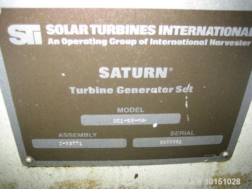 Used Solar Saturn 800 kW continuous / 900 kW standby gas turbine generator set, model GC1-SB-MA. Marathon Electric Magna One generator, model 682-FDR-8164-AA, 3/60/2400/4160V. Sound enclosure.