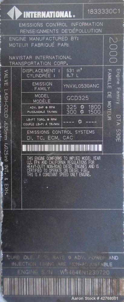 Used Detroit Diesel / Spectrum 205 kW diesel generator set, model 200DSE, SN-661638. Detroit Diesel Series 40, 4-cycle Turbocharged and air-to air charge cooled, International engine family DTA 530E ...