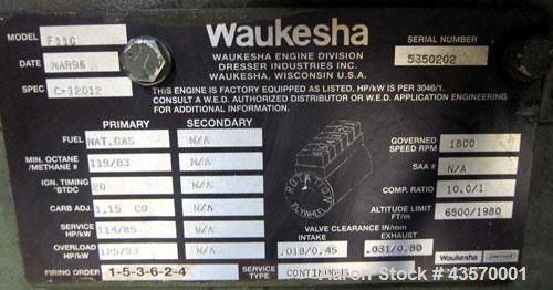 Used Stewart & Stevenson / Waukesha 80kW continuous natural gas generator set. Waukesha model F11G natural gas engine rated 114HP @ 1800 RPM SN-5350202. 3/60/277-480V. Weather enclosure. Engine yr 19...