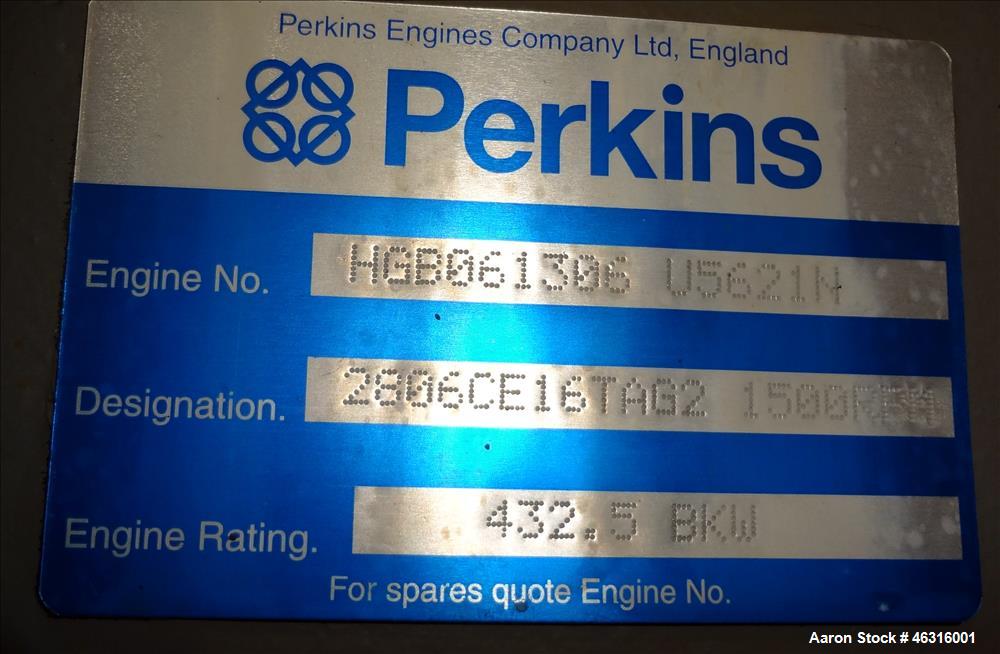 Used Triton / Perkins 562 kW diesel generator. Perkins series 2800 engine