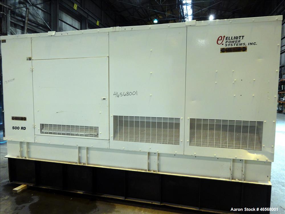 Used Elliott / Volvo 500kW Standby Diesel Generator Set, Volvo TAD1631GE Engine