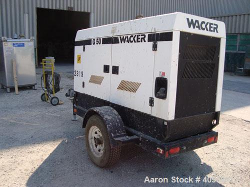 Used Wacker G50 Mobile Diesel Generator Set, 42 kW standby, 38 kW prime. John Deere model 4045DF270D engine, serial #PE40450415845. Marathon Magnaplus generator end 3/60/208/240/460/480V also rated 1...