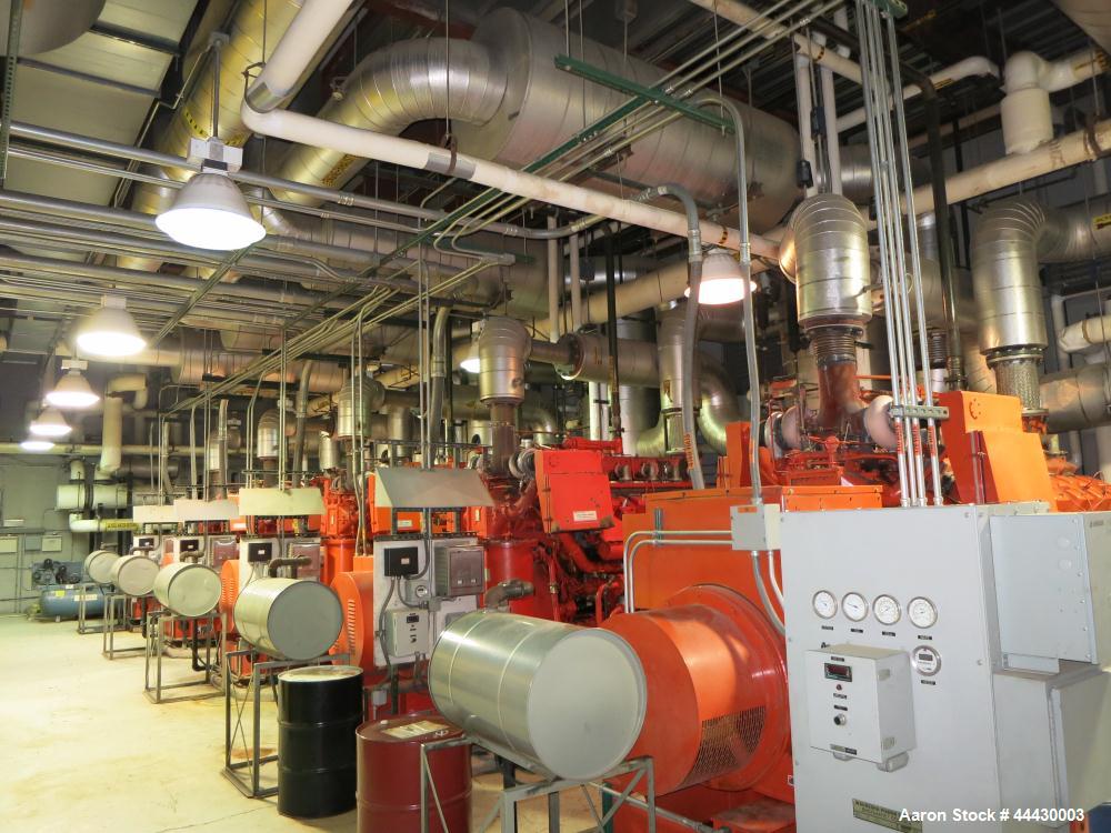 Used Waukesha 4000kW natural gas power plant consisting of (5) Waukesha generator sets as follows: Unit #1 Waukesha model L5108GL SN-C-93726/4, 770 kWe continuous 3/60/4160V, total hours 30,420. Majo...