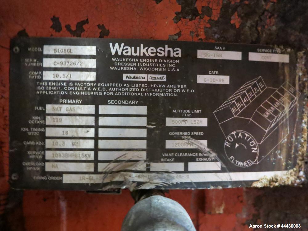 Used Waukesha 4000kW natural gas power plant consisting of (5) Waukesha generator sets as follows: Unit #1 Waukesha model L5108GL SN-C-93726/4, 770 kWe continuous 3/60/4160V, total hours 30,420. Majo...