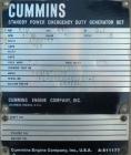Used Cummins 510 kW Standby Generator Set. 3/60/277/480V. Cummins Engine Model VTA-1710-GS, Engine No. 37102213. Stand alone control panel with 800 Amp breaker. 294 hrs.