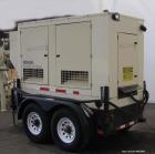 Used Kohler 33 kW prime rated, portable / trailer mounted, diesel generator set, model 30REOZJB, SN-0792225.  John Deere 3029TF150 engine rated 64 HP @ 1800 RPM, SN-PE3029T348236.  3/60/120/208V and ...