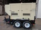 Used John Deere / Kohler 55 kW standby (50 kW prime) diesel generator set, portable / trailer mounted, model 50REOZJB, SN-2146208.  John Deere model 4045TF270 engine rated 110 HP at 1800 RPM, SN-PE40...