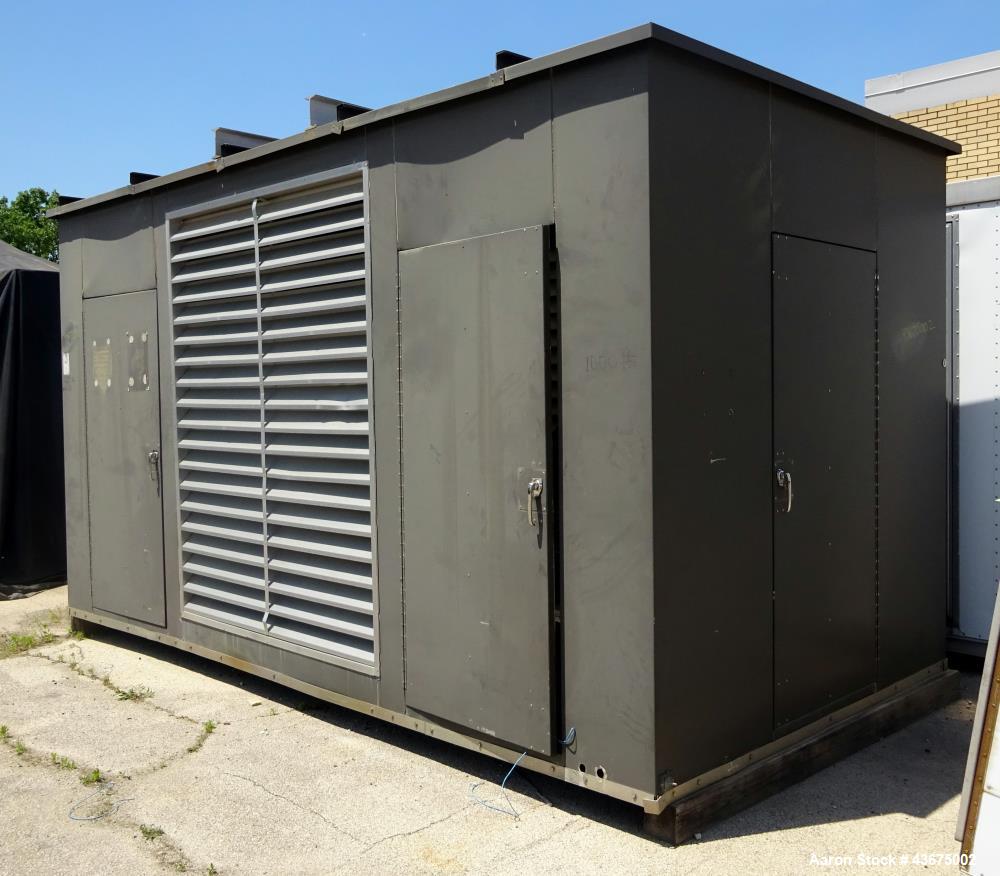 Used Generator Enclosure. Last used on Cummins model DFGB-5568535 600 kW generator. Inside dimensions 192" long x 98" wide x 112" tall.