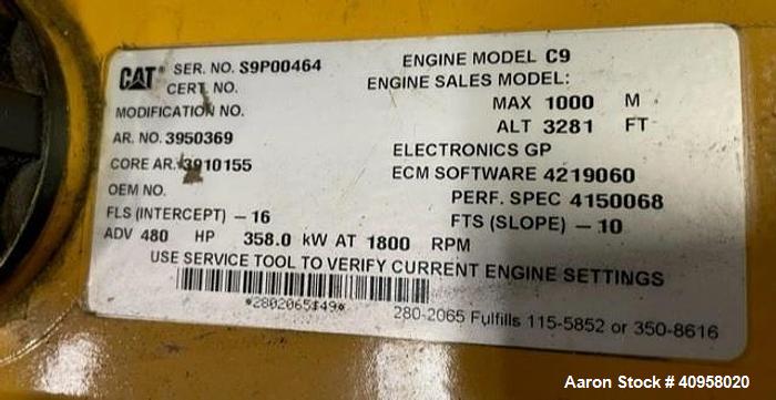 Caterpillar C-9 Engine 480 HP 358 kW